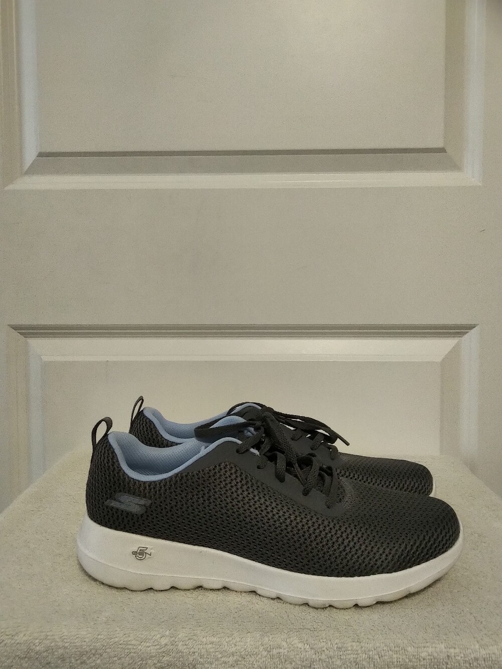 Skechers Women's Charcoal and Light Blue Lace-Up Slip-On Sneakers